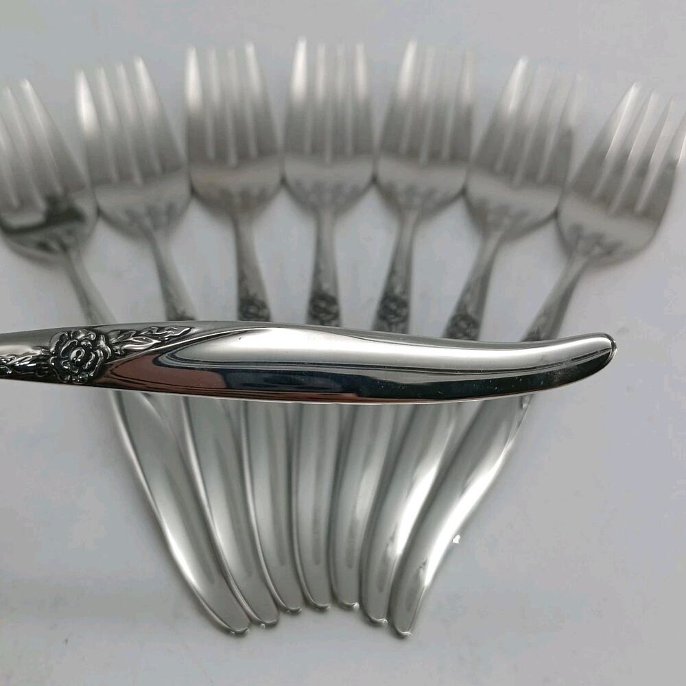 8X SF Oneida LA ROSE Salad Forks Rogers Premier Stainless